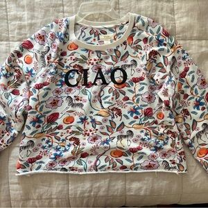 Anthropologie Marve Floral Light Weight Sweatshirt